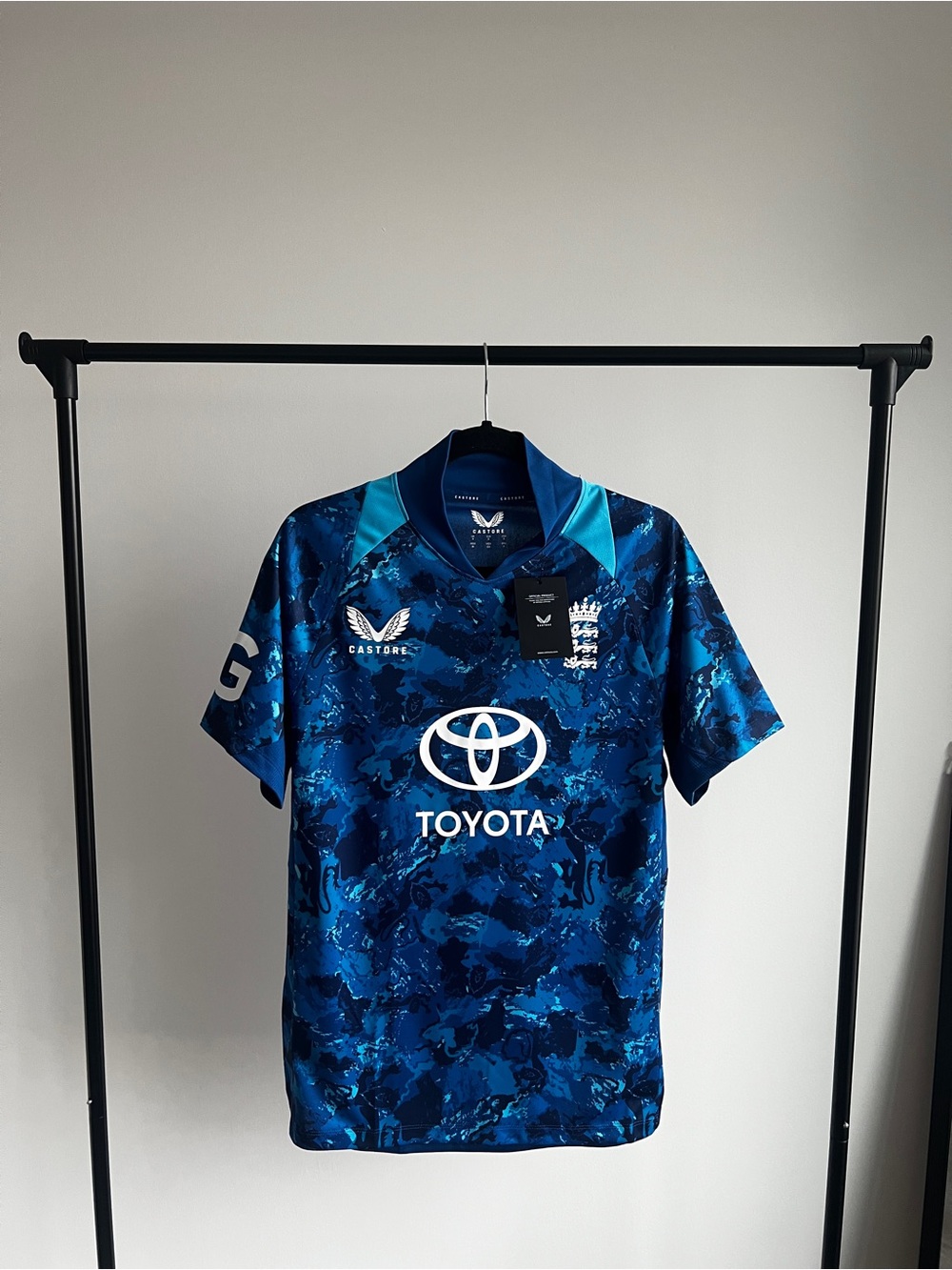 England Cricket Shirt Castore Blue Camo Toyota Sponsor BNWT Official Jersey